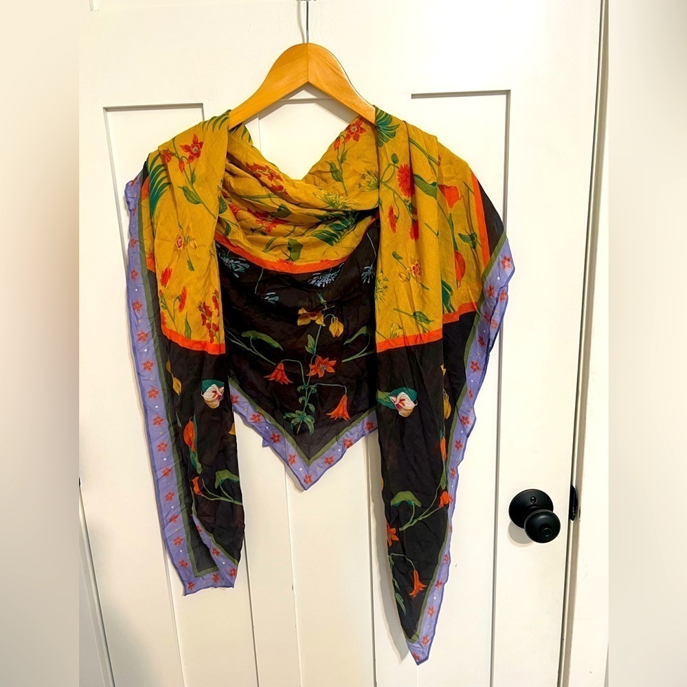 Colorful scarf wrap boho yellow floral